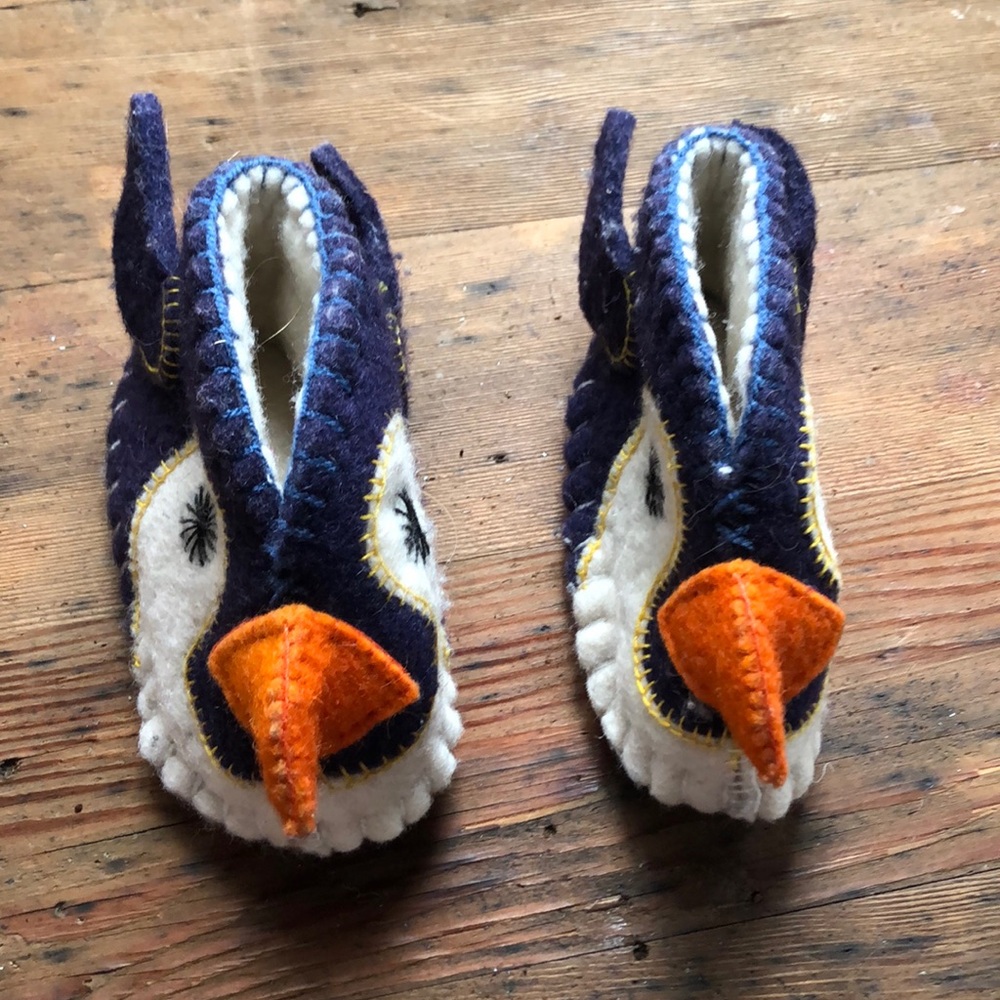 100% wool baby slip on booties